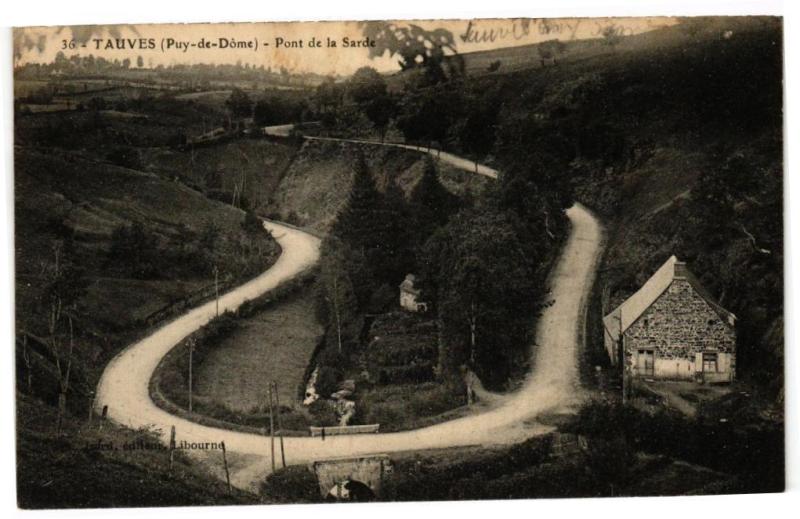 Carte postale ancienne Tauves - Pont De La Sarde à Tauves