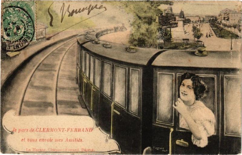 Carte postale ancienne Le pars de Clermont-Ferrand et vous envoie mes Amitiés à Clermont-Ferrand