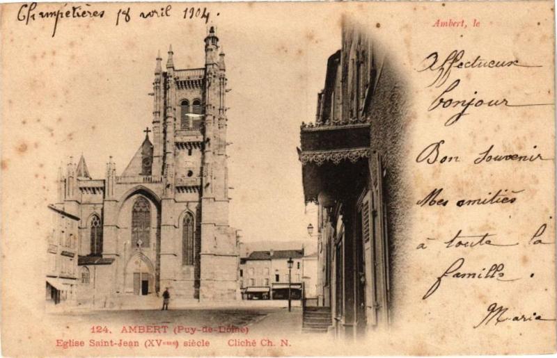 Carte postale ancienne Ambert le...Ambert (Puy-de-Dome) - Eglise Saint-Jean (Xv siecle) à Ambert