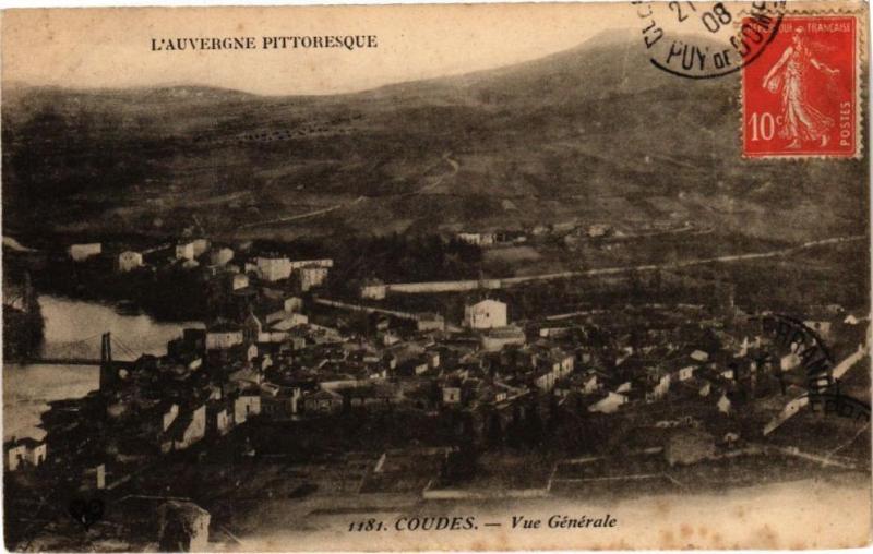 Carte postale ancienne L'Auvergne Pittoresque - Coudes - Vue générale à Coudes