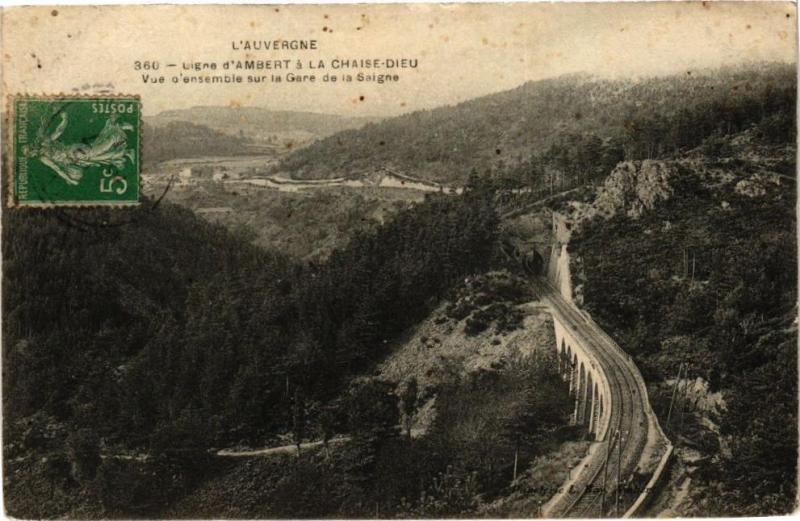 Carte postale ancienne Ligne d'Ambert a la Chaise-Dieu Vue o'ensemble sur la Gare à Ambert