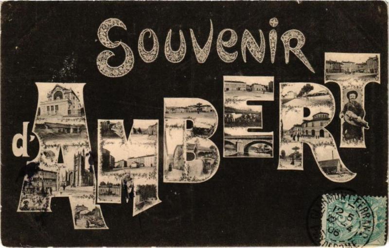 Carte postale ancienne Souvenir d'Ambert à Ambert