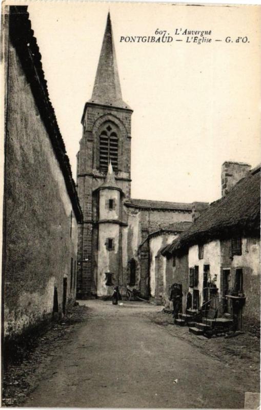 Carte postale ancienne L'Auvergne - Pontgibaud - L'Eglise - G.d'O. à Pontgibaud