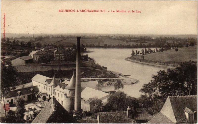 Carte postale ancienne Bourbon-l'Archambault - Le Moulin et le Lac à Bourbon-l'Archambault