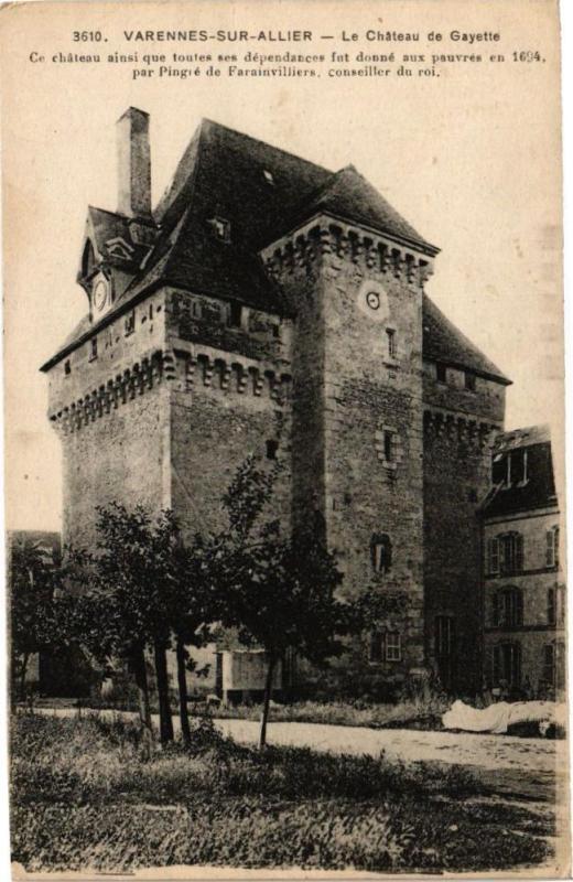 Carte postale ancienne Varennes-sur-Allier - Le Chateau de Gayette à Varennes-sur-Allier
