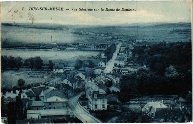 Carte postale ancienne Dun sur Meuse-Vue générale sur la Route de Douclan à Dun-sur-Meuse