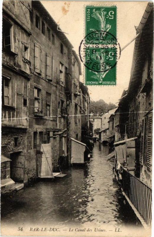 Carte postale ancienne Bar le Duc-Le Canal des Usines à Bar-le-Duc