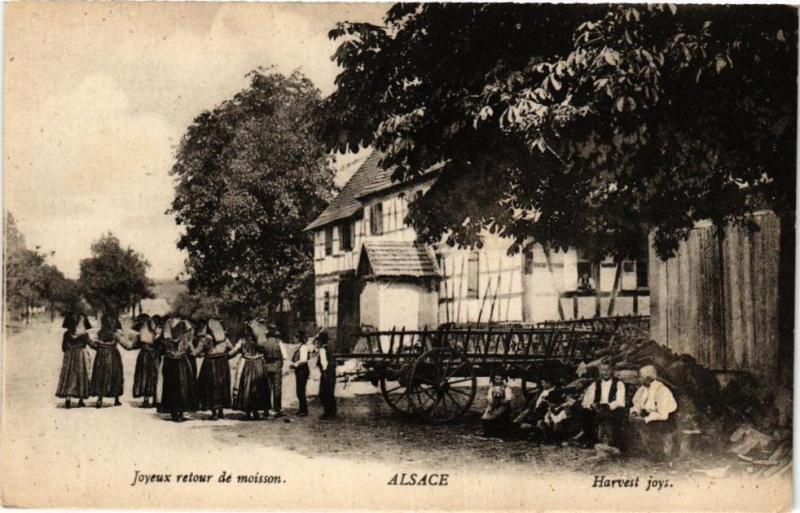 Carte postale ancienne Alsace-Joyeux retour de moisson