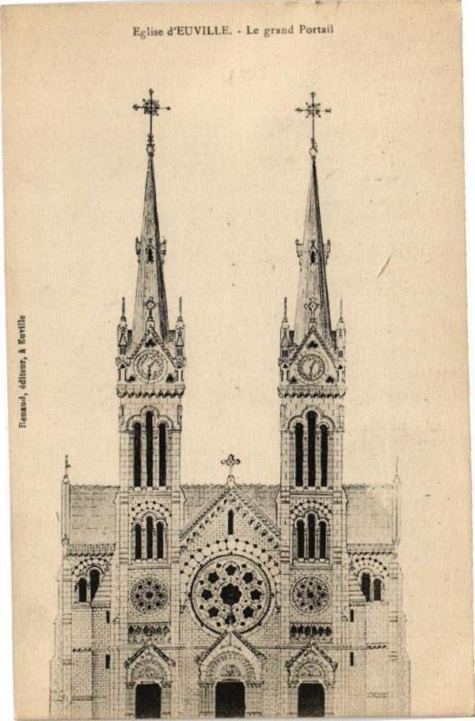 Carte postale ancienne Eglise d'Euville-Le grand Portail à Euville