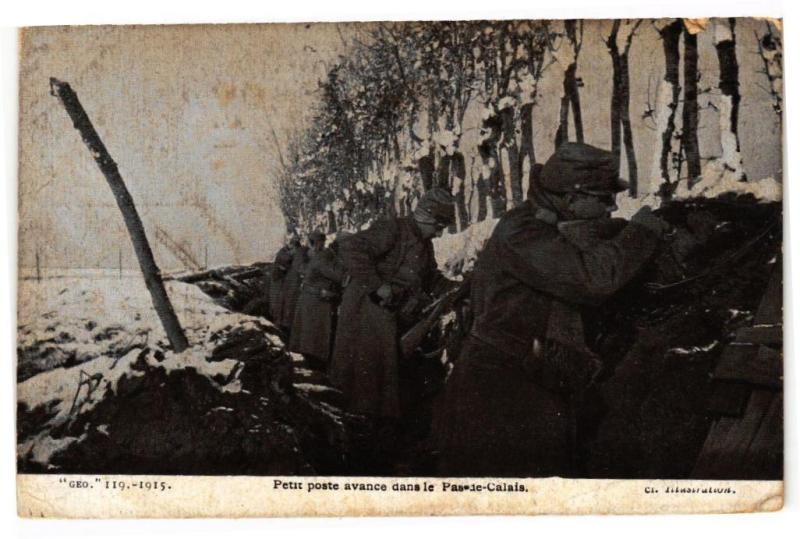 Carte postale ancienne Petit poste avance dans le pas le Calais à Calais