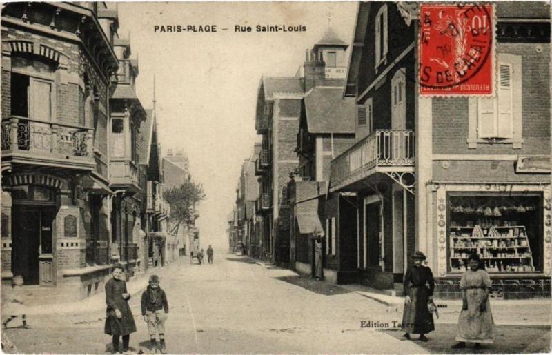 Carte postale ancienne Paris-Plage - Rue Saint-Louis