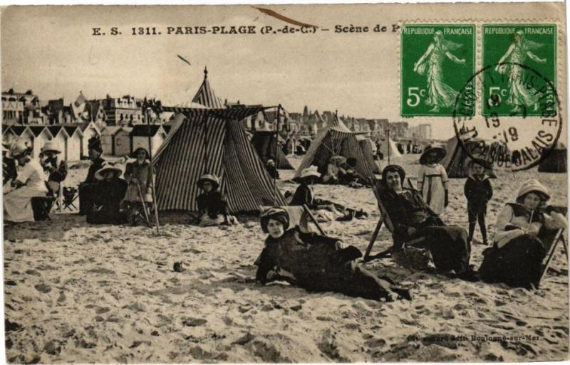Carte postale ancienne Paris-Plage - Scéne