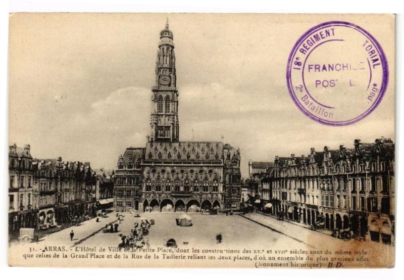 Carte postale ancienne Arras - L'hotel de ville à Arras