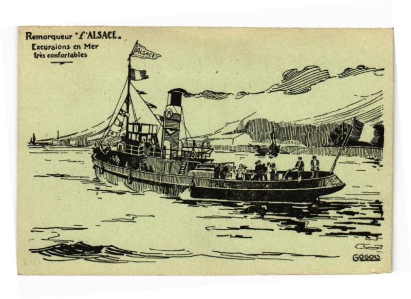 Carte postale ancienne Remorquer l alsace