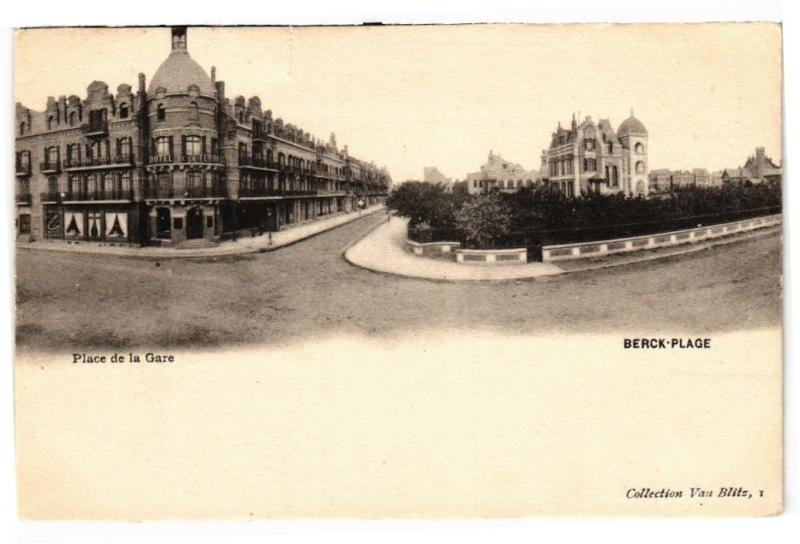 Carte postale ancienne Berck-Plage - Place De La Gare à Berck