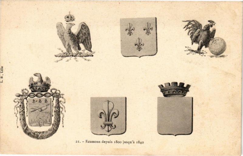 Carte postale ancienne Ecusson depuis 1800 jusqu'a 1840