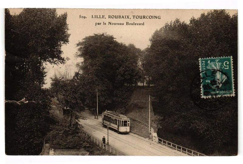 Carte postale ancienne Lille Roubaix Tourcoing par le Nouveau Boulevard à Lille