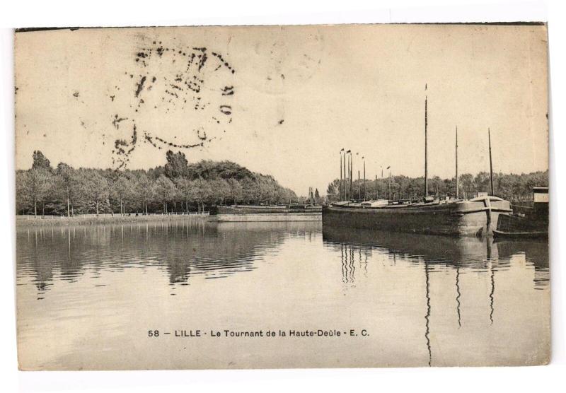 Carte postale ancienne Lille - Le tournant de la haute deule à Lille