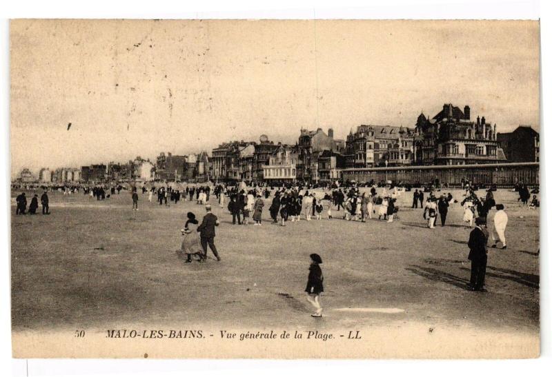 Carte postale ancienne Malo-les-Bains - Vue genera de la Plage