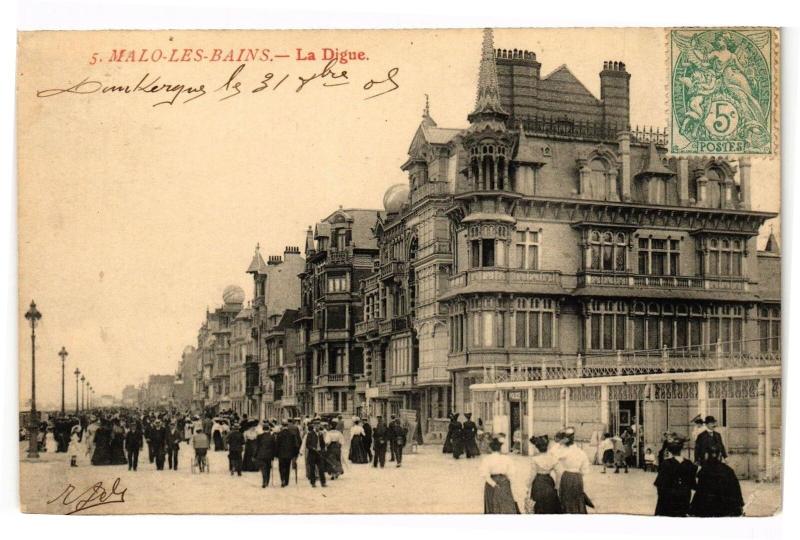 Carte postale ancienne Malo-les-Bains - La digue