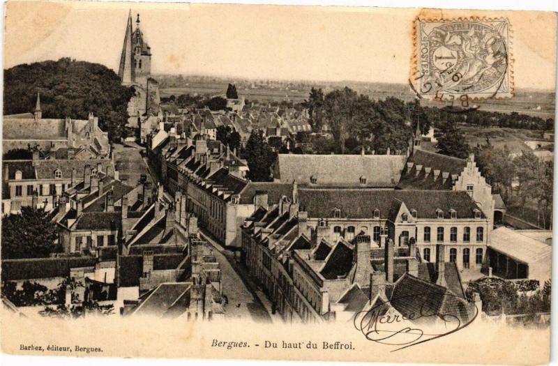 Carte postale ancienne Bergues - Du hant du Beffroi à Bergues
