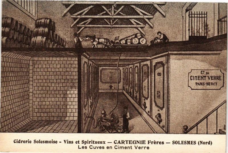 Carte postale ancienne Cidrerie Solesmoise Vius Spiritueux Cartegnie Freres Solesmes à Solesmes