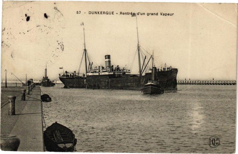 Carte postale ancienne Dunkerque - Rentée d'un grand Vapeur à Dunkerque