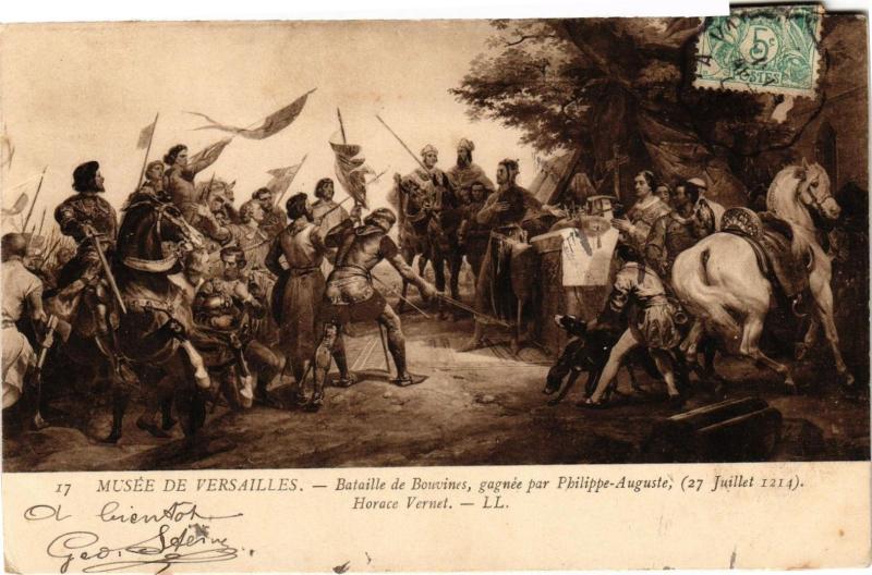 Carte postale ancienne Musée de Versailles - Bataille de Bouvines gagnée par Philippe... à Bouvines