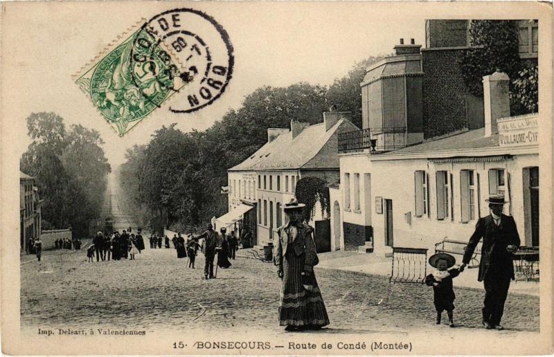Carte postale ancienne Bonsecours - Route de Conde (Montes)