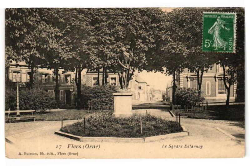 Carte postale ancienne Flers(orne) .- Le square detaunay à Flers