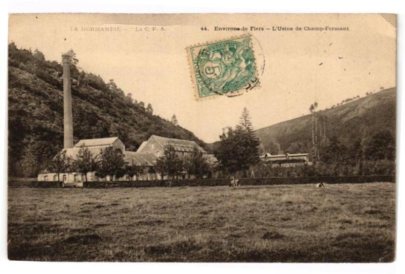 Carte postale ancienne Environs de flers .- L'Usine de champ fermant à Flers