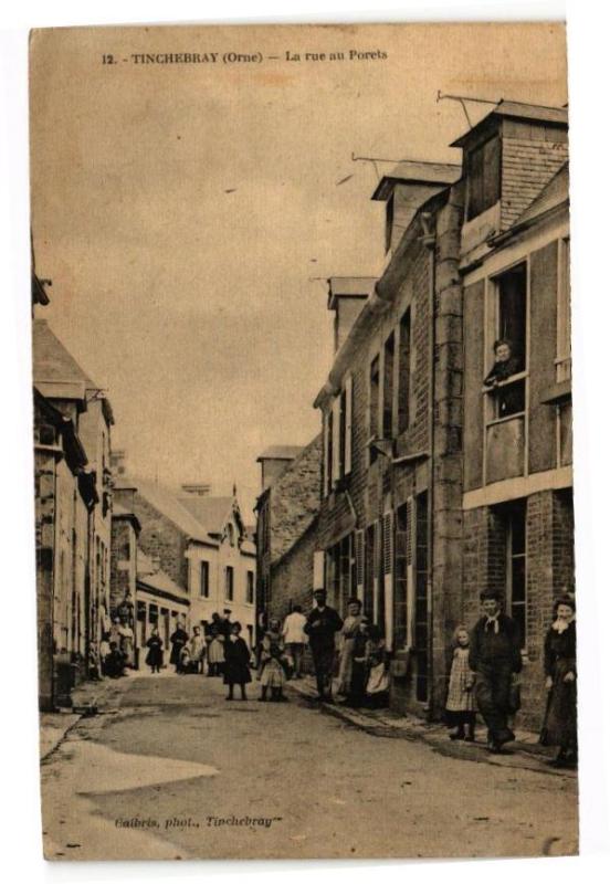 Carte postale ancienne Tinchebray - La Rue au Porets