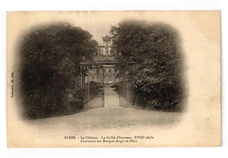 Carte postale ancienne Flers .- Le chateau - La grille à Flers