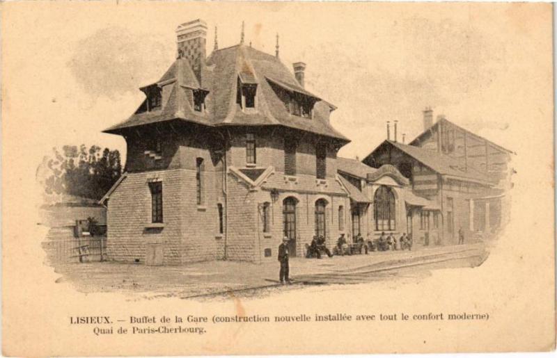 Carte postale ancienne Lisieux - Buffet de la Gare à Lisieux