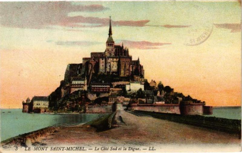 Carte postale ancienne Le Mont-Saint-Michel - Le Cote Sud et la Digue au Mont-Saint-Michel