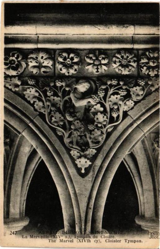 Carte postale ancienne Abbaye du Mont-Saint-Michel-La Merveille (Xiv.s.) Typan du Cloitre