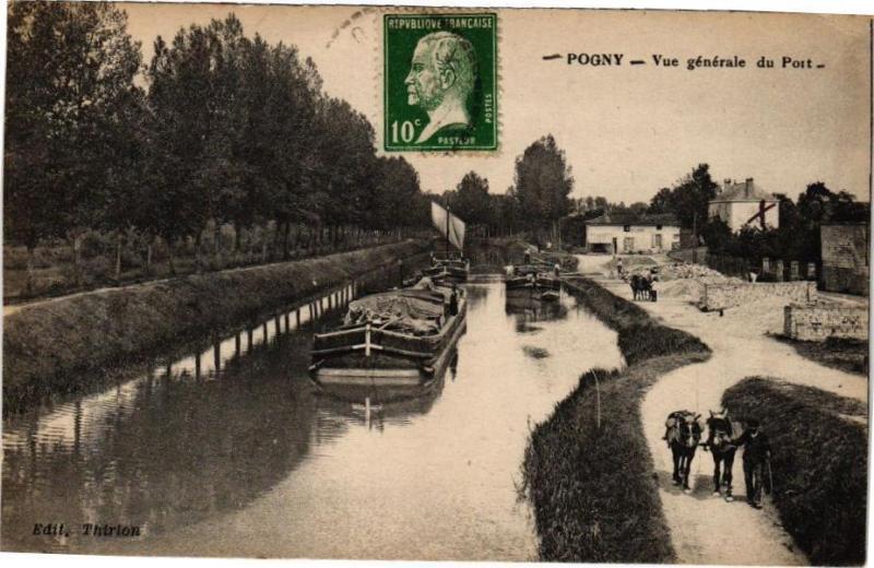 Carte postale ancienne Pogny - Vue générale du Port à Pogny