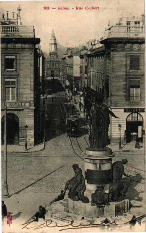 Carte postale ancienne Reims - Rue Colbert à Reims