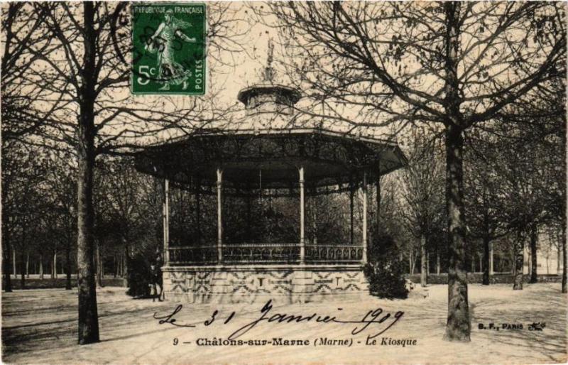 Carte postale ancienne Chalons-sur-Marne (Marne) - Le Kiosque