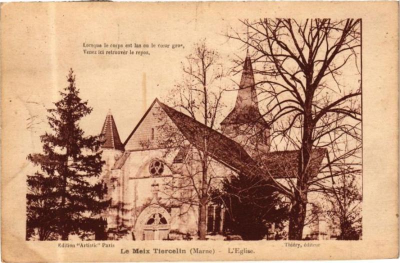Carte postale ancienne Le Meix Tiercelin (Marne) - L'Eglise au Meix-Tiercelin