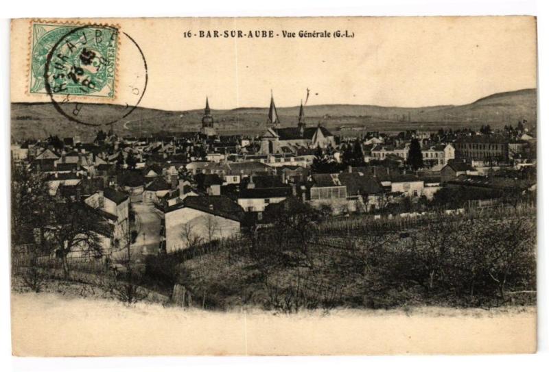 Carte postale ancienne Bar-sur-Aube - Vue générale à Bar-sur-Aube