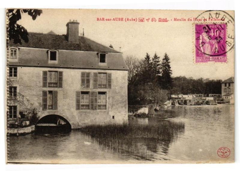 Carte postale ancienne Bar-sur-Aube - Moulin du haut et à Bar-sur-Aube