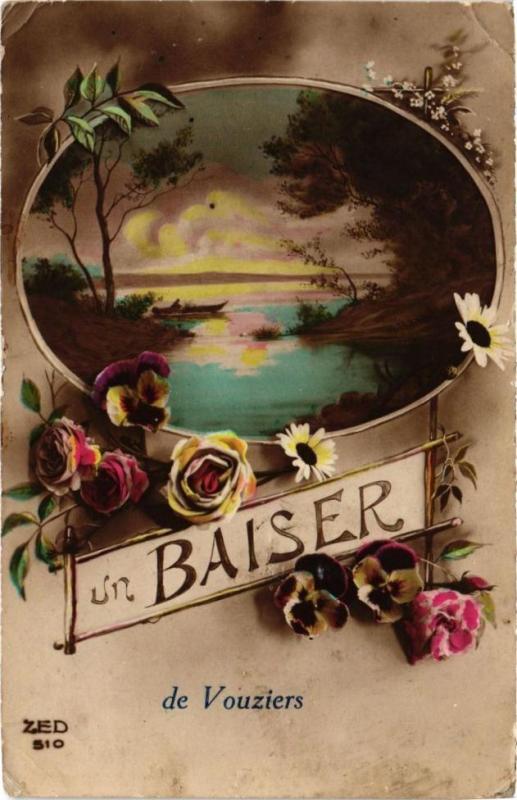 Carte postale ancienne Un Baiser de Vouziers à Vouziers