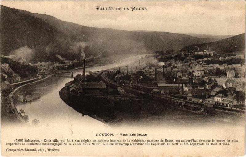 Carte postale ancienne Vallée de la Meuse - Nouzon - Vue Générale