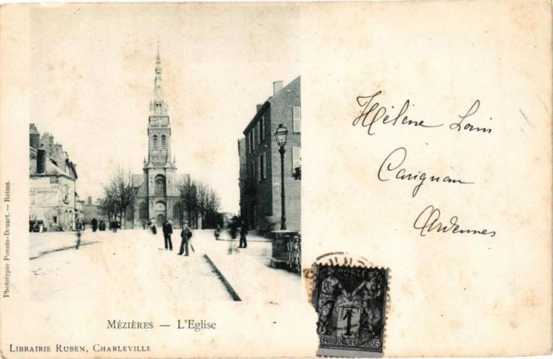 Carte postale ancienne Mezieres - L'Eglise