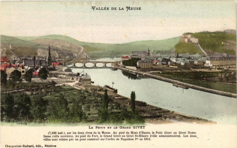 Carte postale ancienne Vallée de la Meuse - Le Petit et le Grand Givet à Givet