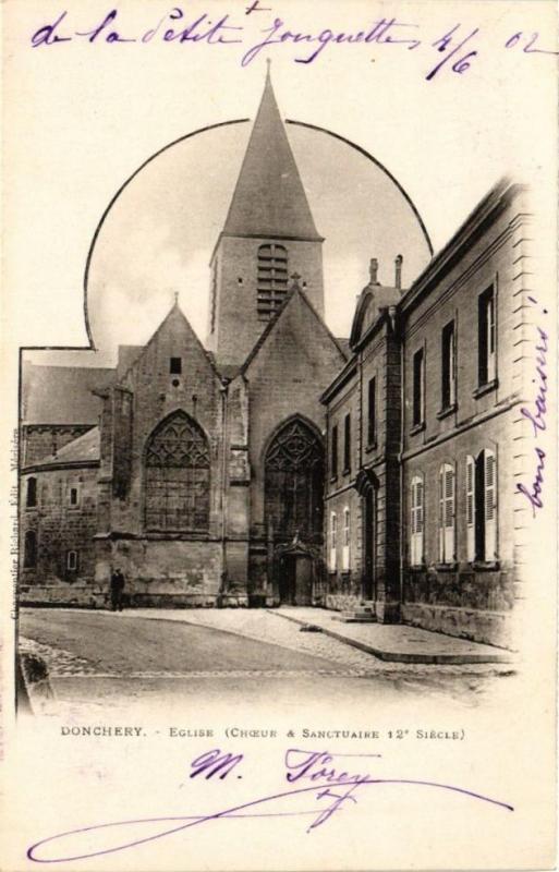 Carte postale ancienne Donchery - Eglise (Choeur & Sanctiaire 12*siécle) à Donchery