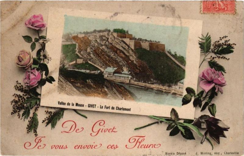 Carte postale ancienne De Givet - Je vous envoie ces Fleurs à Givet