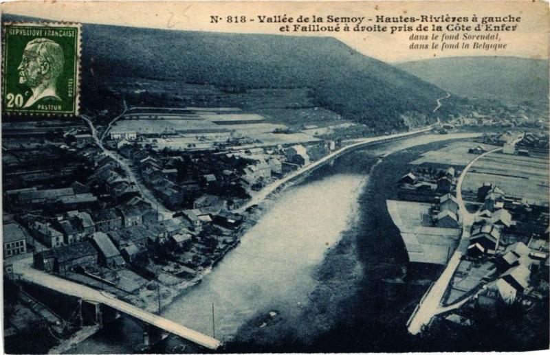 Carte postale ancienne Vallée de la Semoy - Hauttes - Riviéres a gauche et Failloné a ..