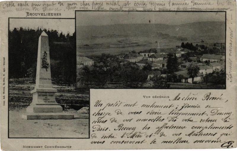 Carte postale ancienne Brouvelieures - Monument Commémoratif - Vue Générale